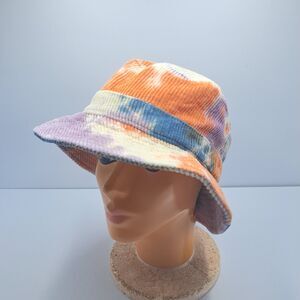 Urban Outfitters Corduroy Bucket Hat Tie Dye Multi-Color Cotton OSFM Festival
